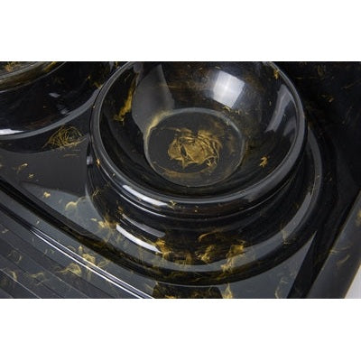 Savic Butler Voerbak En Drinkbak Met Plateau Marble Zwart / Goud