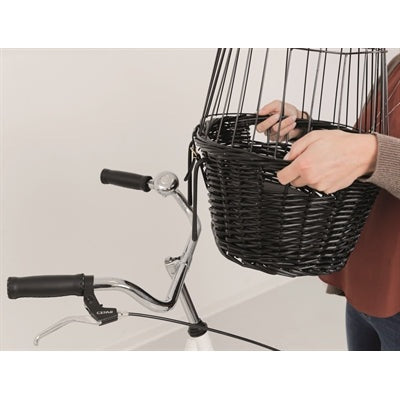 Trixie Wilgen Fietsmand Voorop Zwart Met Kussen En Kap